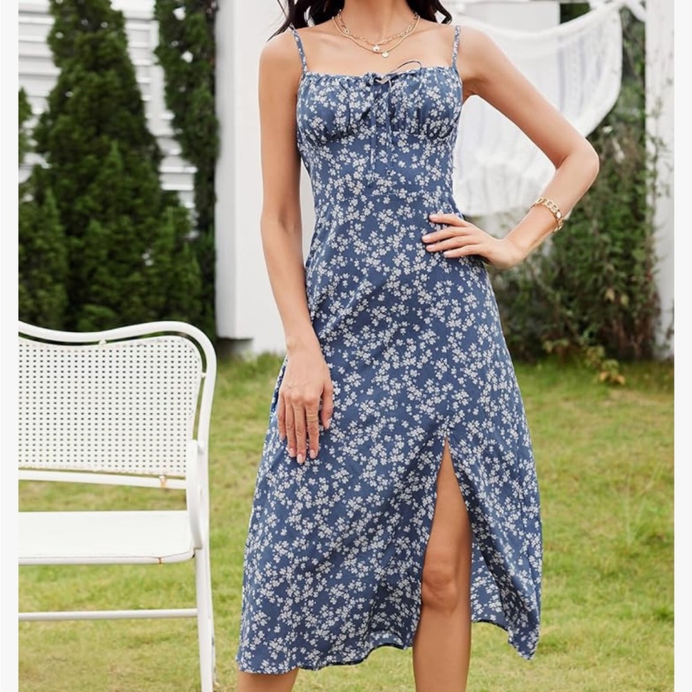 Midi boho dress with slit! Worn a few times in perfect condition